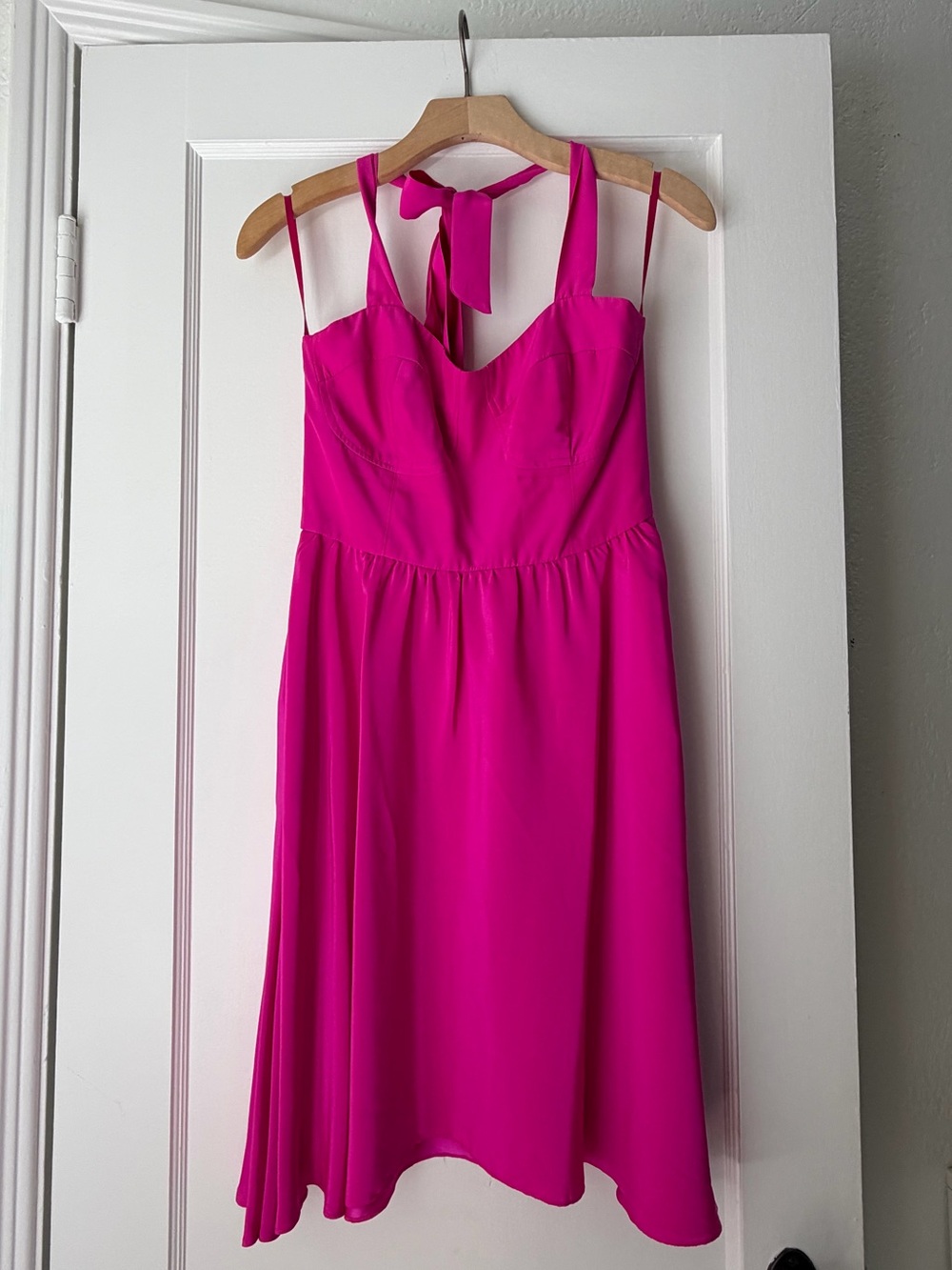 Britt Ryan Hot Pink Silk Halter Midi Dress Sz 4